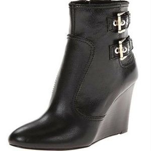 NEW NINE WEST Herbert Leather Wedge Booties -Size 10